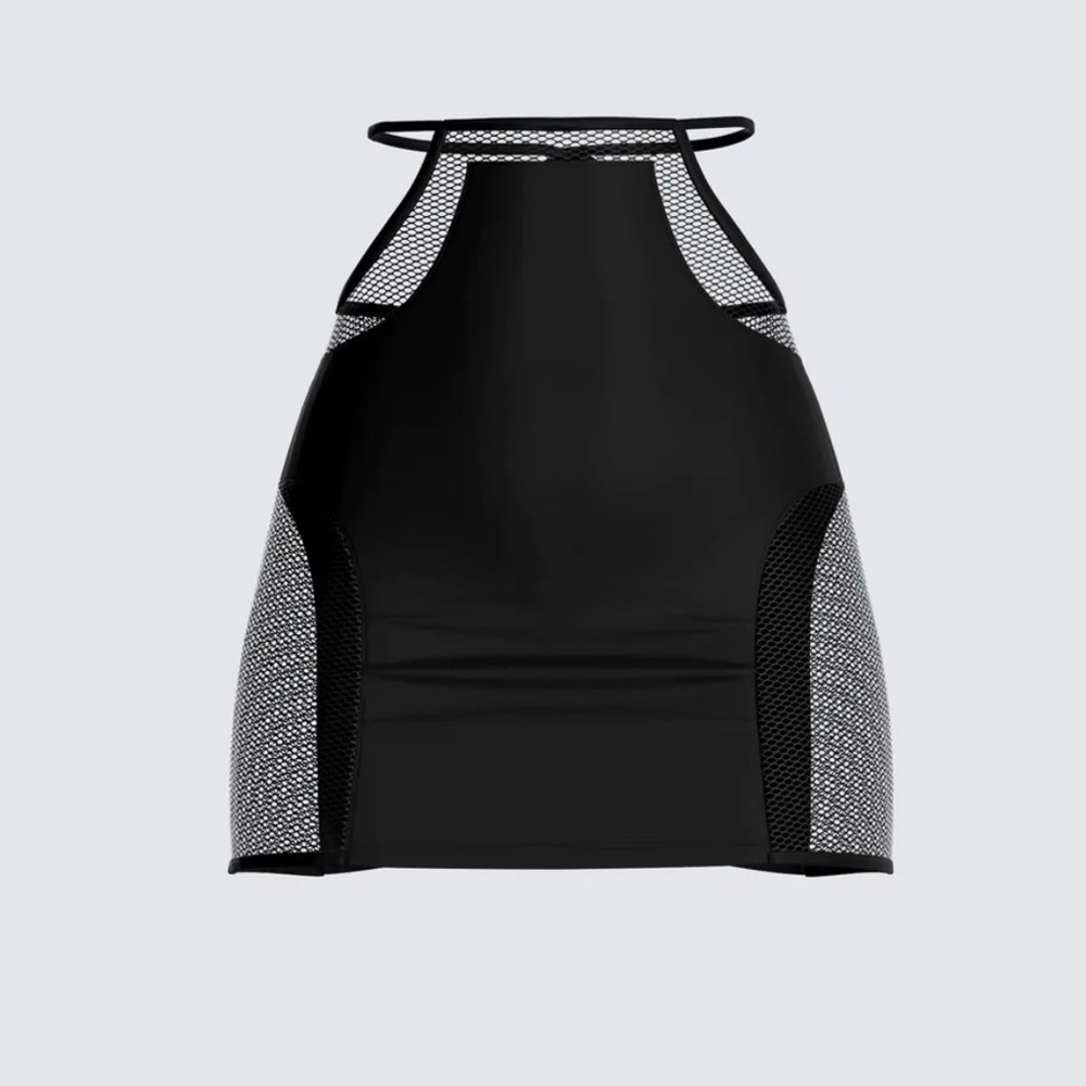 NWOT. New and never worn mesh cutout black mini skirt.